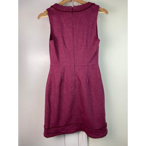 Banana Republic Women's 2 Pink Eyelash Fringe Wool Blend Sheath Dress - Picture 2 of 5